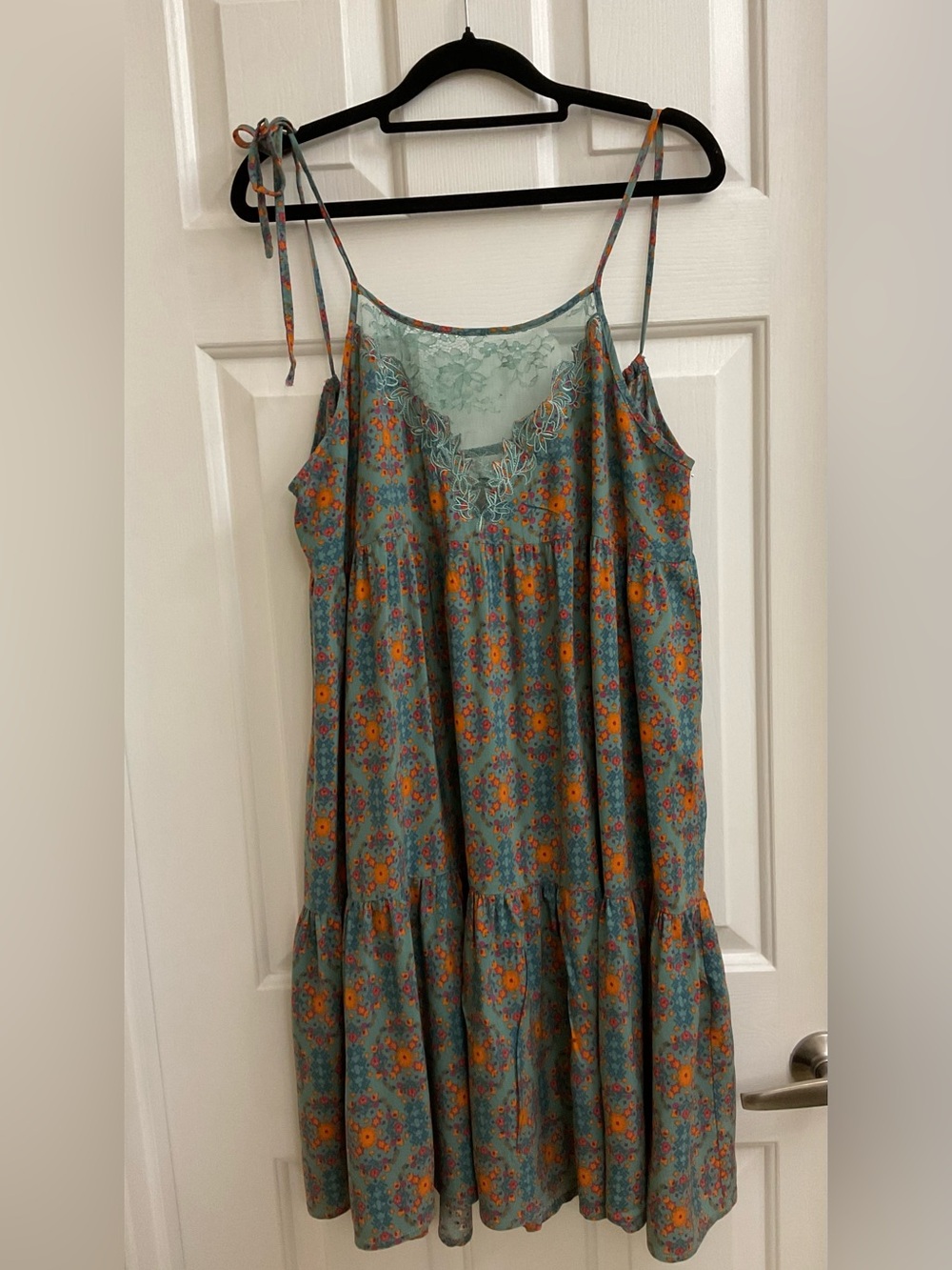 NATURAL LIFE Rayon Floral Tie-Shoulder Dress Size M
